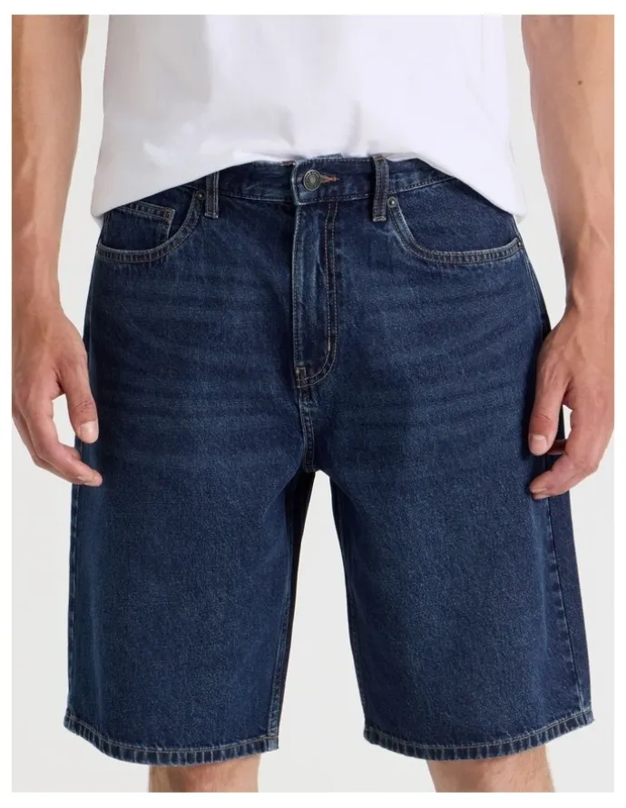 Grab Relaxed Denim Shorts in Dark Denim