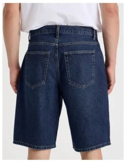 Grab Relaxed Denim Shorts in Dark Denim