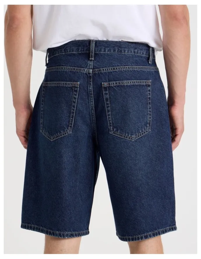 Grab Relaxed Denim Shorts in Dark Denim