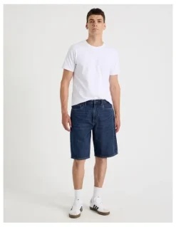 Grab Relaxed Denim Shorts in Dark Denim