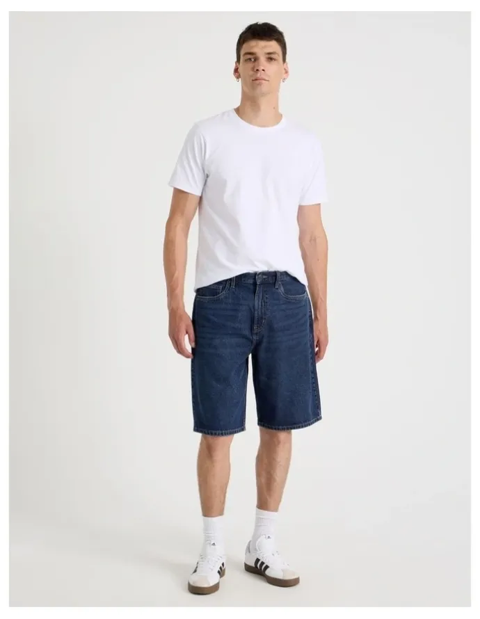 Grab Relaxed Denim Shorts in Dark Denim