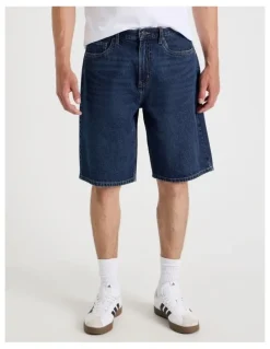 Grab Relaxed Denim Shorts in Dark Denim