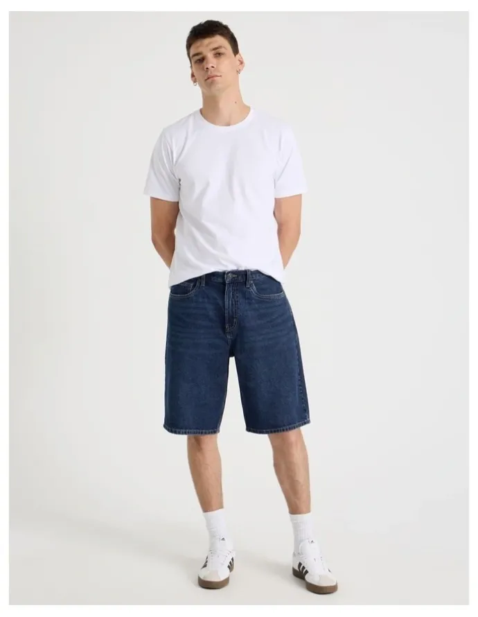 Grab Relaxed Denim Shorts in Dark Denim