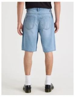 Grab Relaxed Denim Shorts in Light Blue