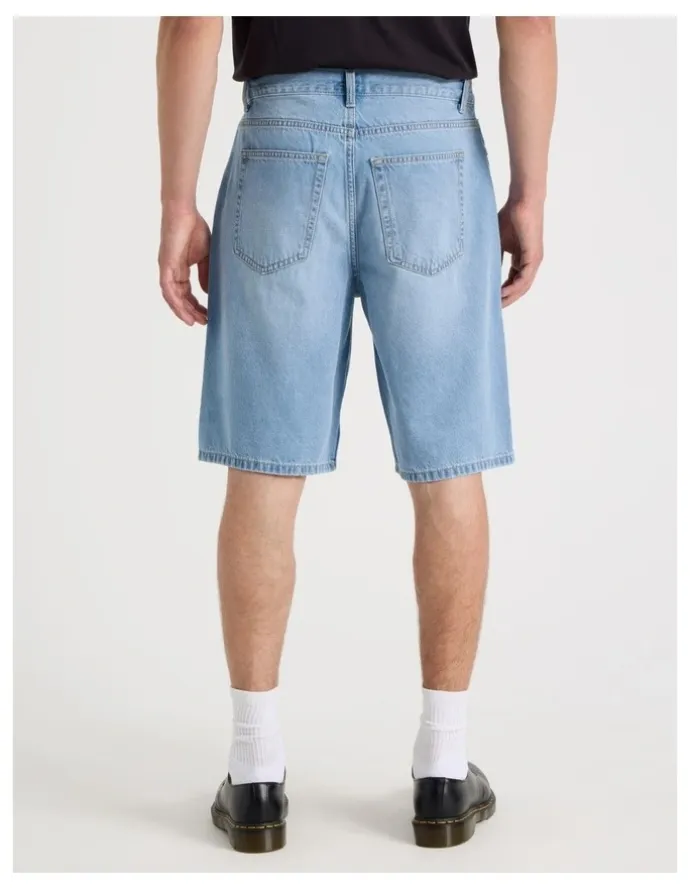 Grab Relaxed Denim Shorts in Light Blue