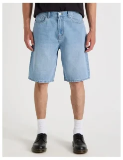 Grab Relaxed Denim Shorts in Light Blue