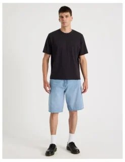 Grab Relaxed Denim Shorts in Light Blue