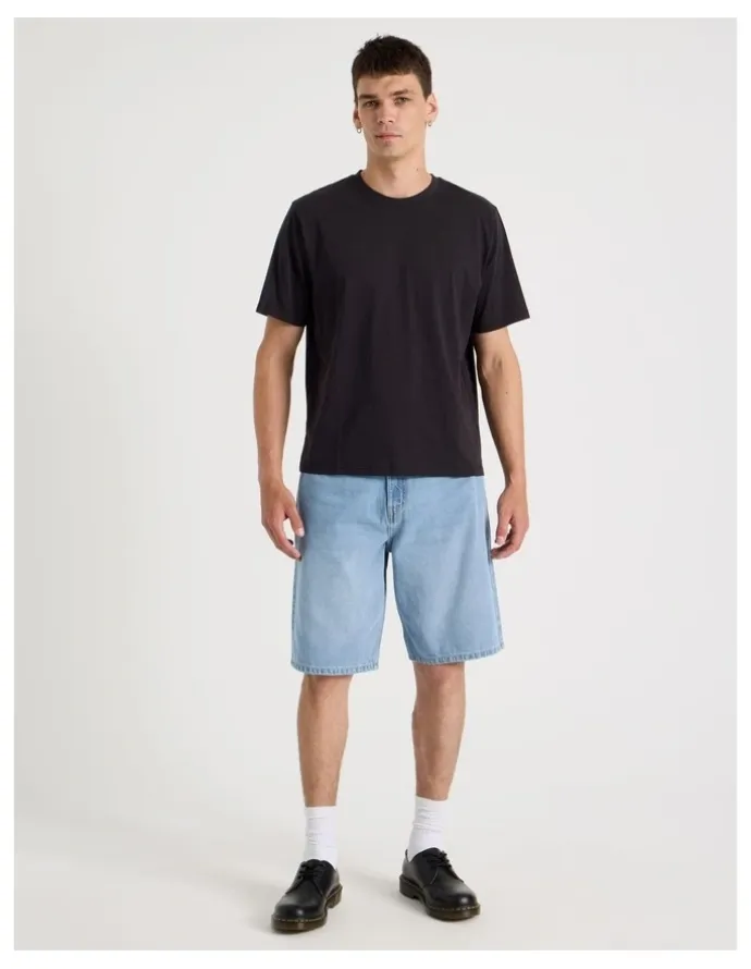 Grab Relaxed Denim Shorts in Light Blue