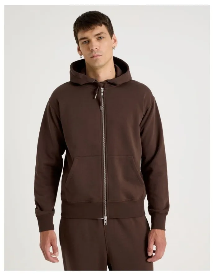 Grab Relaxed Zip Thru Hoodie in Brown