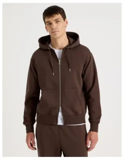Grab Relaxed Zip Thru Hoodie in Brown