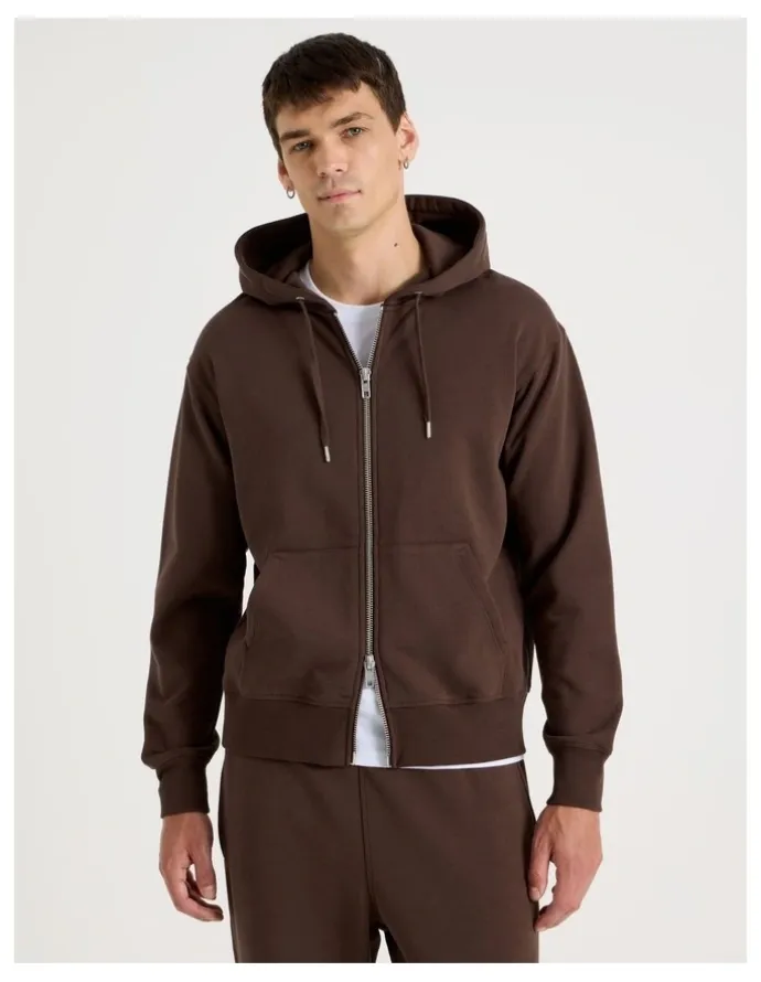 Grab Relaxed Zip Thru Hoodie in Brown