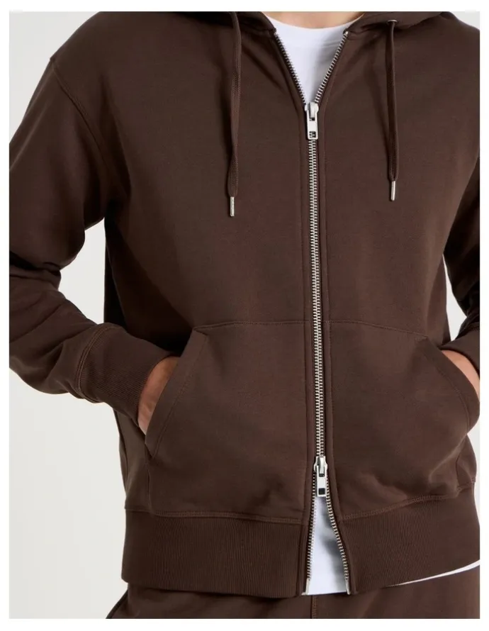 Grab Relaxed Zip Thru Hoodie in Brown