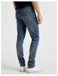 Grab Skinny At Waist Jeans in Mid Blues