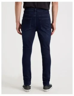 Grab Skinny At Waist Knit Jeans in Dark Denim