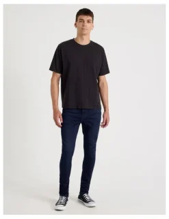 Grab Skinny At Waist Knit Jeans in Dark Denim