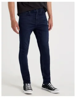 Grab Skinny At Waist Knit Jeans in Dark Denim