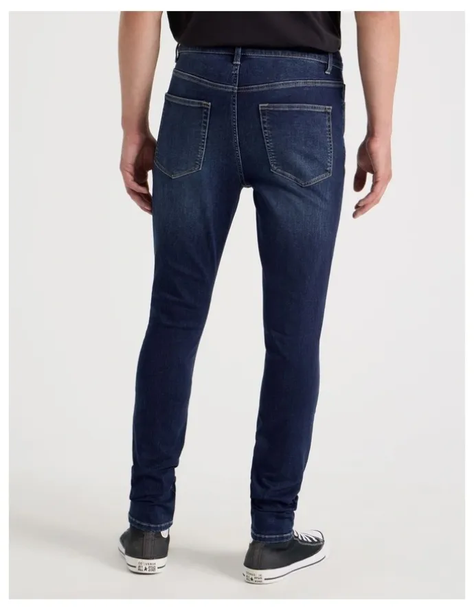 Grab Skinny At Waist Knit Jeans in Mid Blues