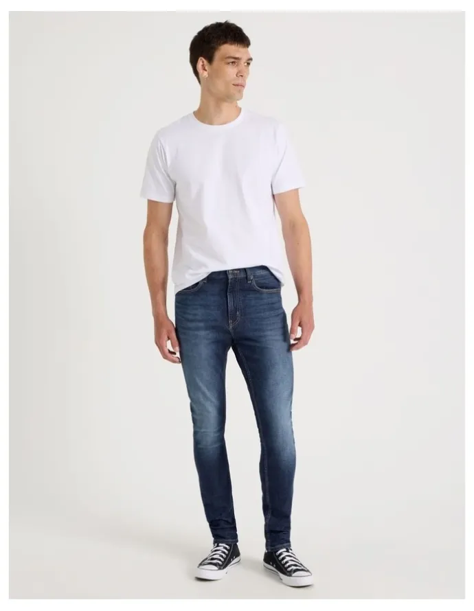 Grab Skinny At Waist Tinted Jeans in Dark Denim
