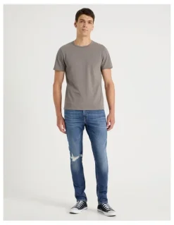 Grab Slim Crew Neck T-Shirt in Stone