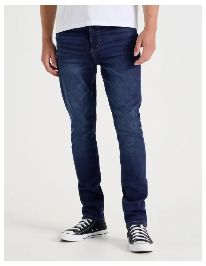 Grab Slim Knit Jeans in Mid Blues