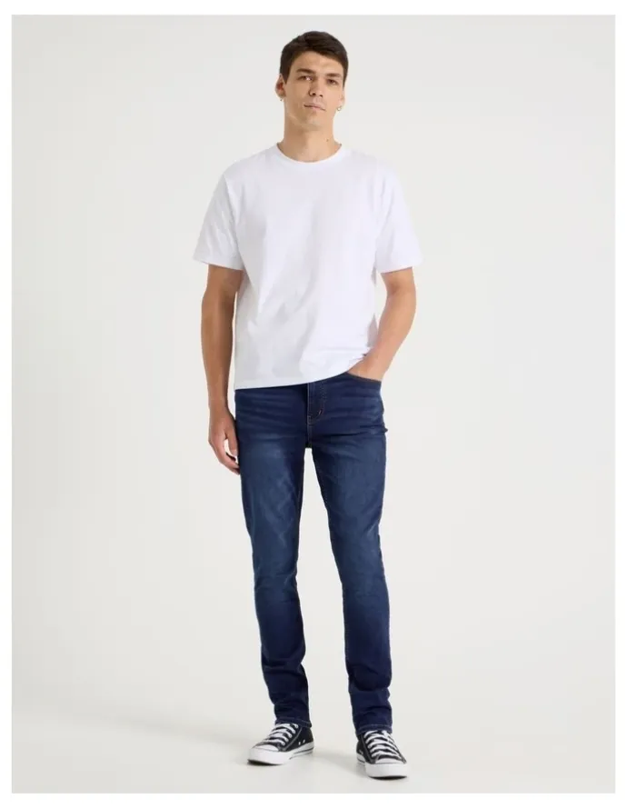 Grab Slim Knit Jeans in Mid Blues