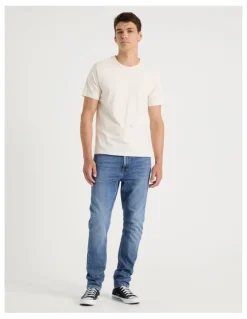Grab Slim Tapered Jeans in Mid Blues