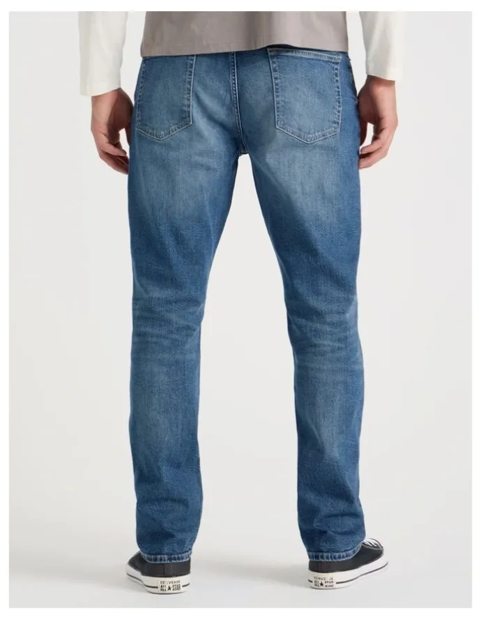 Grab Straight At Waist Green Cast Jeans in Indigo