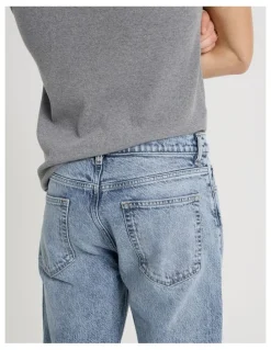 Grab Straight At Waist Performance Jeans in Light Blue