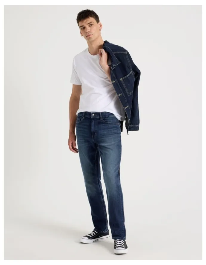 Grab Straight At Waist Tinted Jeans in Dark Denim
