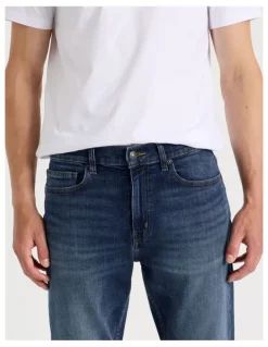 Grab Straight At Waist Tinted Jeans in Dark Denim