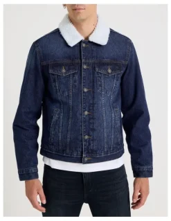 Grab Type 3 Sherpa Trucker Jacket in Mid Blues