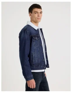 Grab Type 3 Sherpa Trucker Jacket in Mid Blues