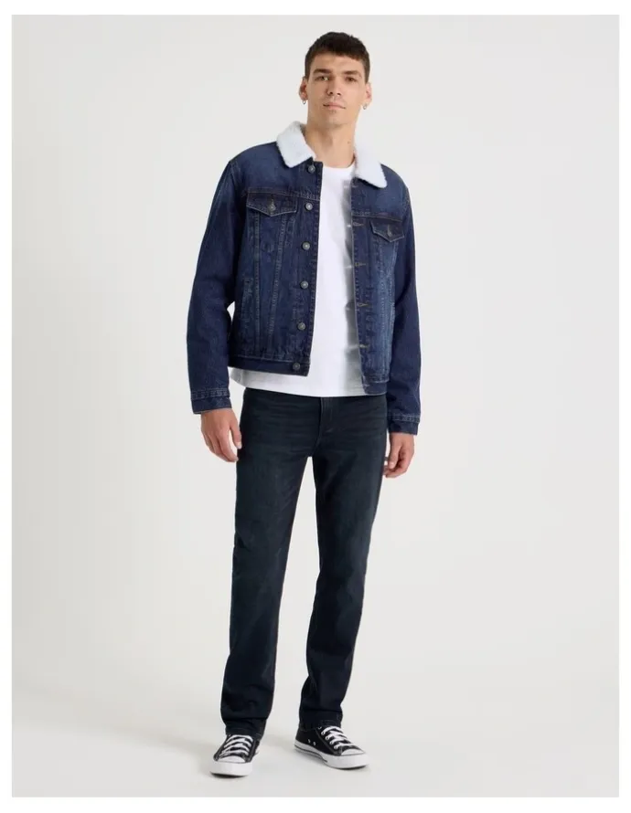 Grab Type 3 Sherpa Trucker Jacket in Mid Blues