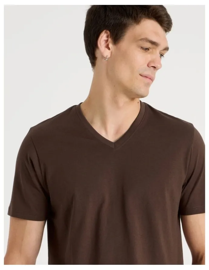 Grab V-Neck T-Shirt in Brown