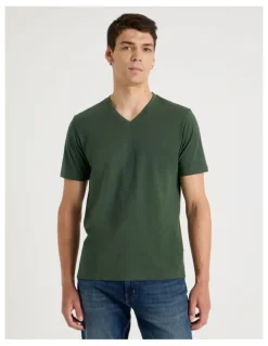 Grab V-Neck T-Shirt in Dark Green