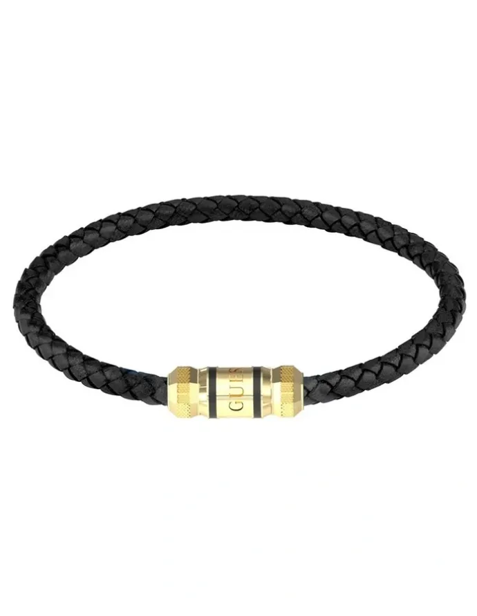 Guess Exagon Leather Bracelet in Gold