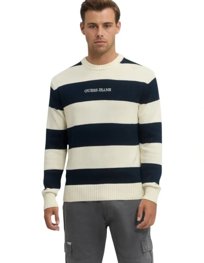 Guess Striped Knit Jumper in Navy
