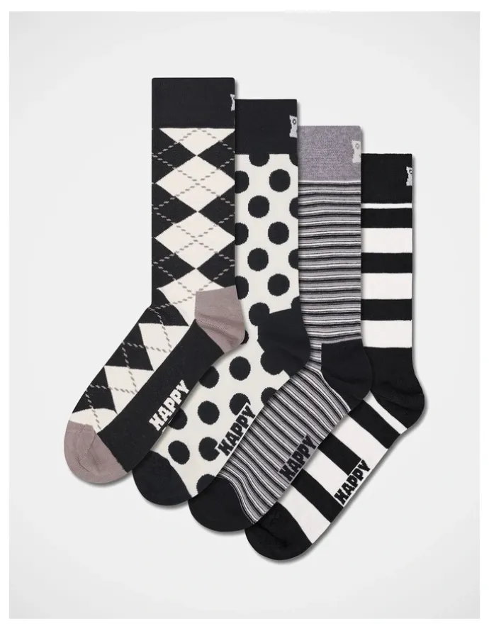 Happy Socks Gift Set Socks 4 Pack in Black And White