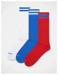 Happy Socks 3-Pack Solid Sneaker Socks in White, Red, and Blue