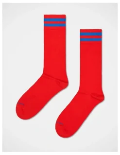 Happy Socks 3-Pack Solid Sneaker Socks in White, Red, and Blue