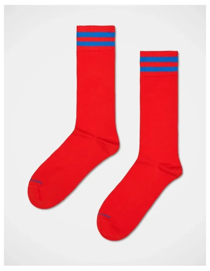 Happy Socks 3-Pack Solid Sneaker Socks in White, Red, and Blue