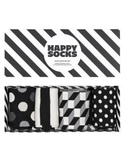 Happy Socks 4Pk Classic Sock Gift Set In Black/white