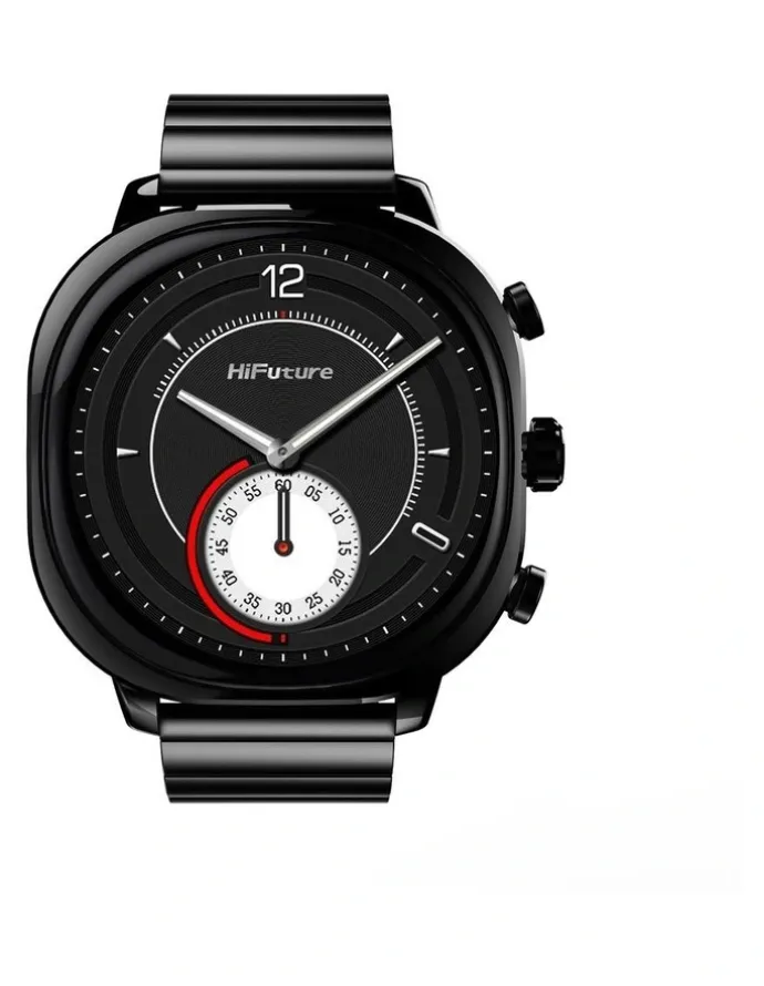 HiFuture AIX Amoled Stainless Steel Smart Watch in Caviar Black