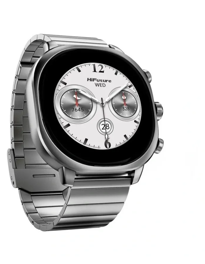 HiFuture AIX Amoled Stainless Steel Smart Watch in Titanium Silver