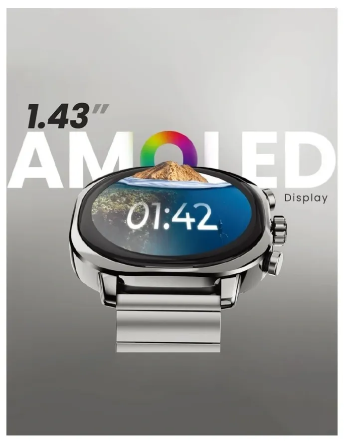 HiFuture AIX Amoled Stainless Steel Smart Watch in Titanium Silver