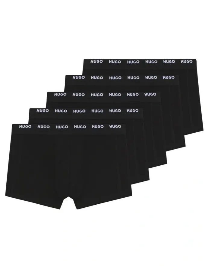 Hugo Cotton Stretch Trunks 5 Pack in Black