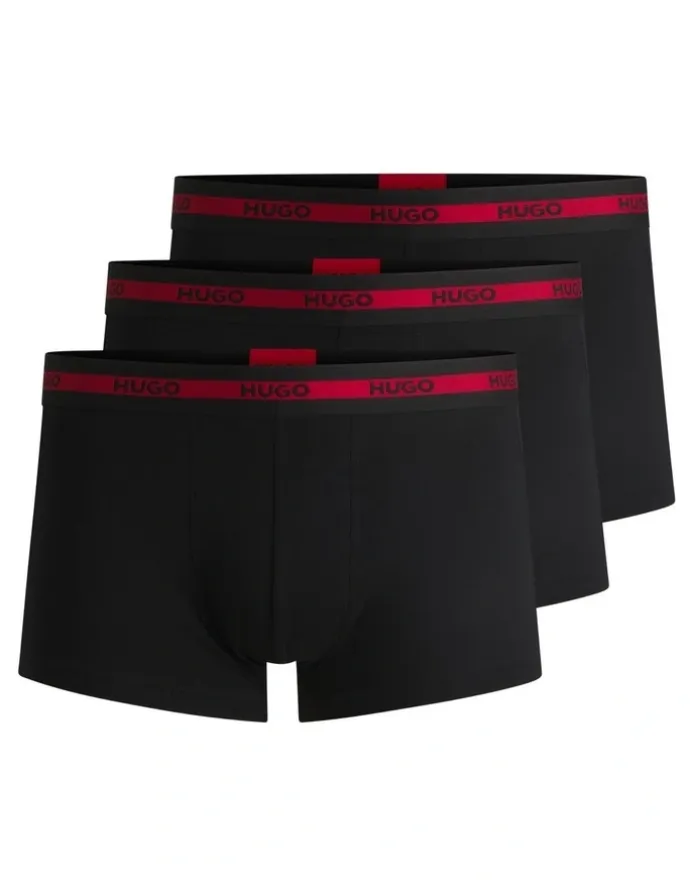 Hugo Triplet Planet Cotton Stretch Trunks 3 Pack in Black