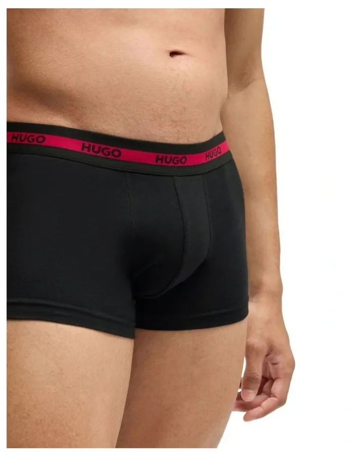 Hugo Triplet Planet Cotton Stretch Trunks 3 Pack in Black