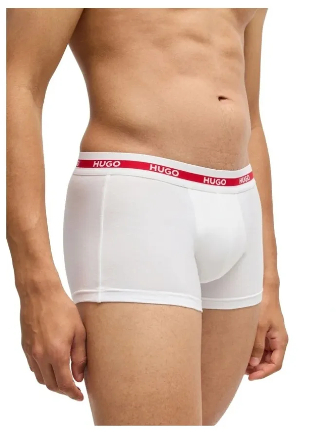 Hugo Triplet Planet Cotton Stretch Trunks 3 Pack in White