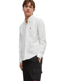 HUGO Evito Long Sleeve Shirt in White